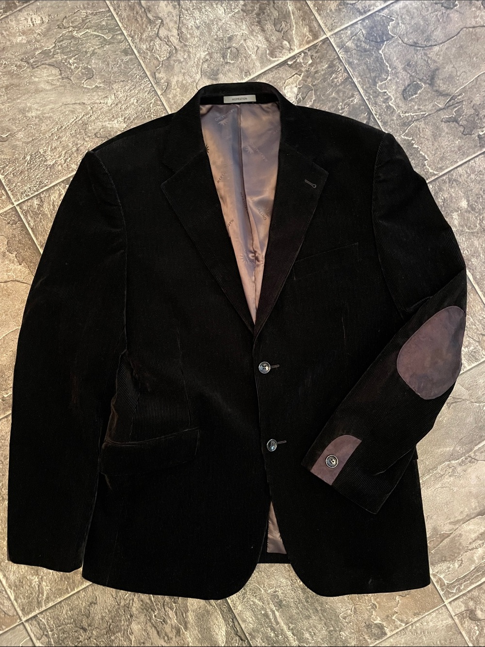 MARSHALINO INSPIRATION Classic Black Men's Sleek Corduroy Elbow Patch Blazer